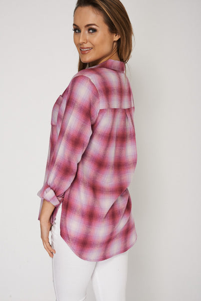 Tartan Dipped Hem Casual Shirt