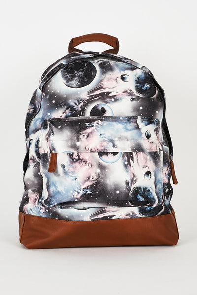 Galaxy Print Grey Canvas Backpack Design Bag