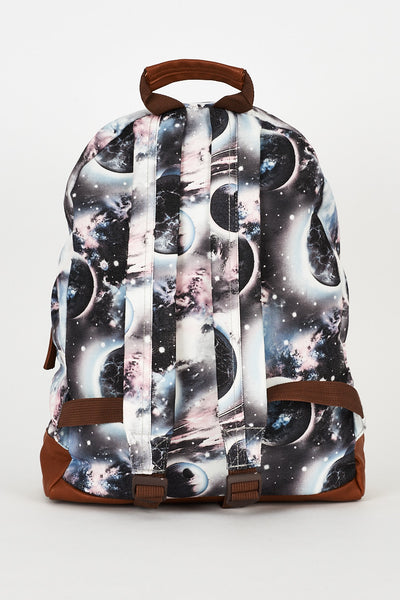 Galaxy Print Grey Canvas Backpack Design Bag