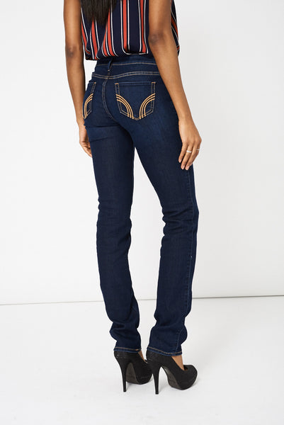 Navy Long Length Straight Jeans Ex-Branded Available In Plus Sizes