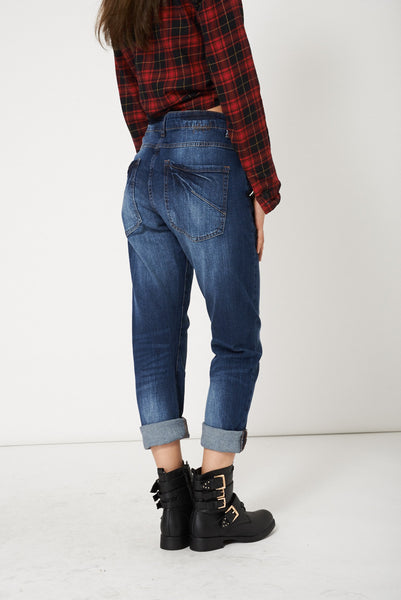 High Street Fashion Denim Style Ripped Boyfriend Jeans