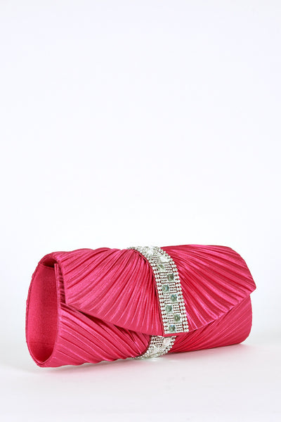 Diamante Detail Creased Clutch Bag