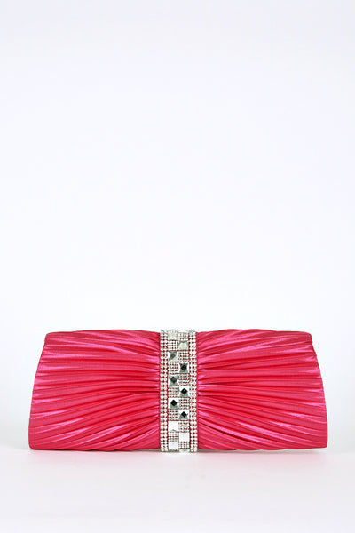 Diamante Detail Creased Clutch Bag