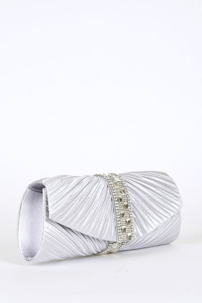 Diamante Detail Creased Clutch Bag