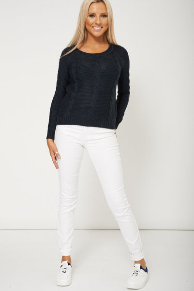 Trendy Slouchy Women Navy Jumper Ex-Branded Available In Plus Sizes