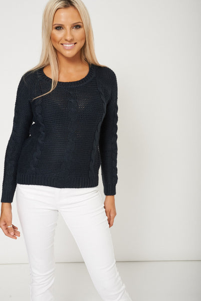 Trendy Slouchy Women Navy Jumper Ex-Branded Available In Plus Sizes