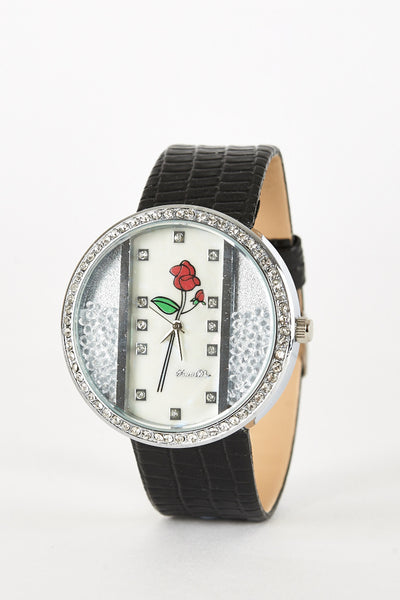 Watch with Rose Design and Loose Beads