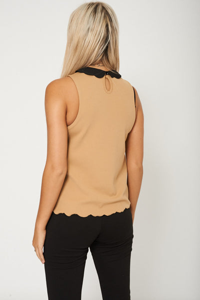 Scalloped Collar And Hemline Top Ex-Branded