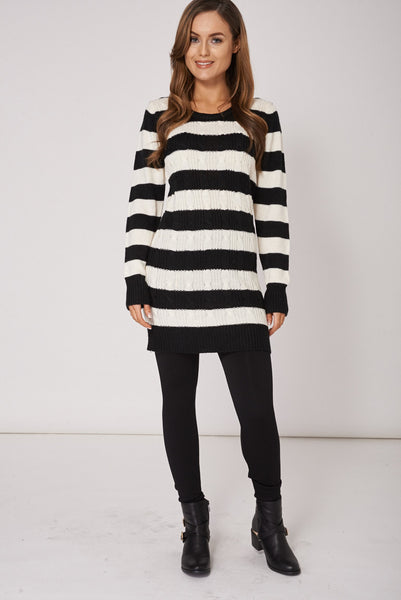 Stripped Long Knitted Jumper Ex-Branded