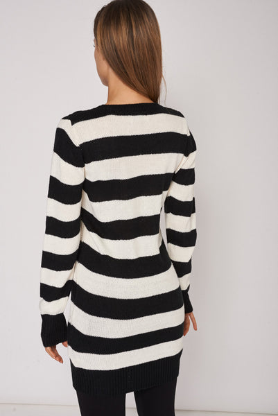 Stripped Long Knitted Jumper Ex-Branded