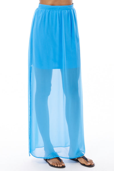 Blue Chiffon Maxi Skirt