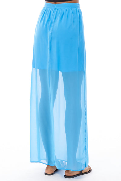 Blue Chiffon Maxi Skirt