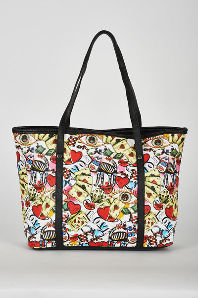 Casino Print Textured Shopper Bag