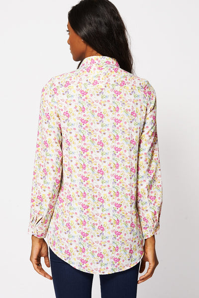 Floral Print Long Sleeved Dipped Hem Shirt