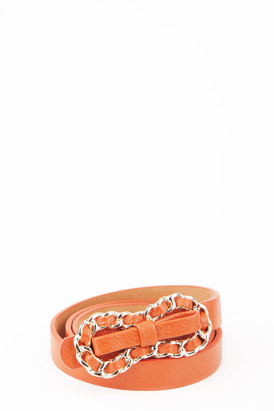 Skinny Faux Leather Chain Belt