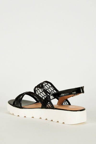 Black Sandal with Cleated Sole