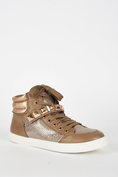 Brown Studded Hi Top Trainer