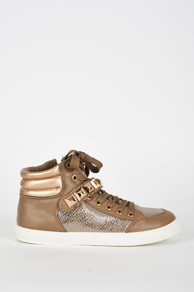 Brown Studded Hi Top Trainer