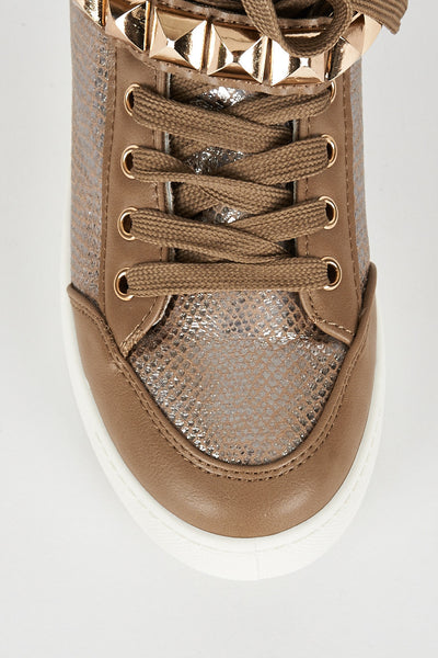 Brown Studded Hi Top Trainer