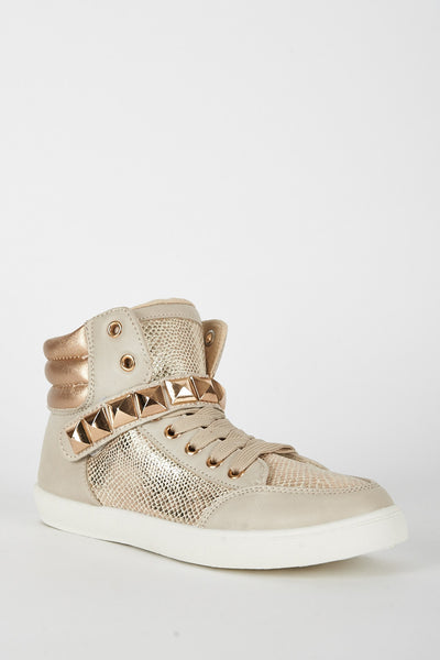 Beige Studded Hi Top Trainer