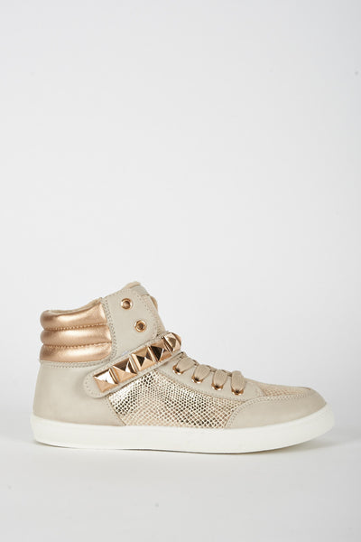 Beige Studded Hi Top Trainer