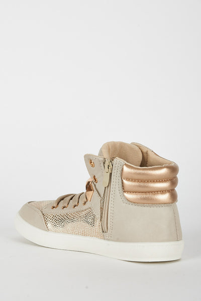 Beige Studded Hi Top Trainer