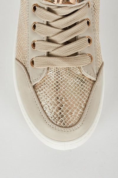 Beige Studded Hi Top Trainer