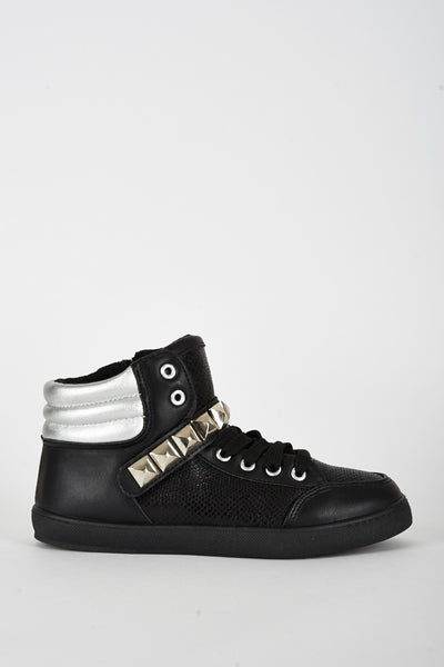 Black Snake Print Hi Top Trainer