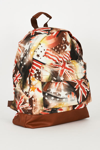 Flag Pattern Yellow Canvas Backpack Design Bag