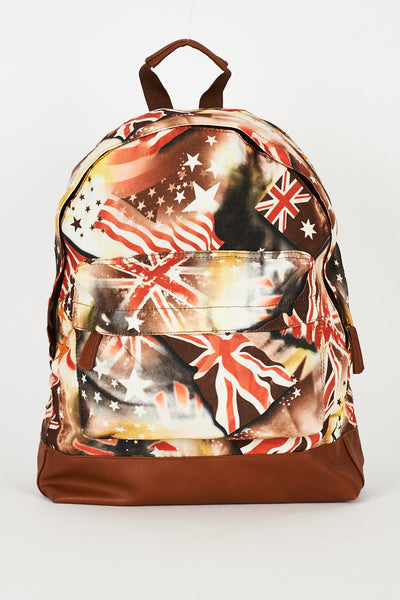 Flag Pattern Yellow Canvas Backpack Design Bag