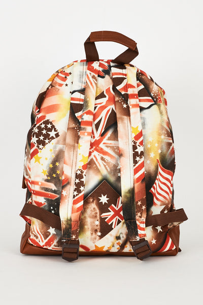 Flag Pattern Yellow Canvas Backpack Design Bag