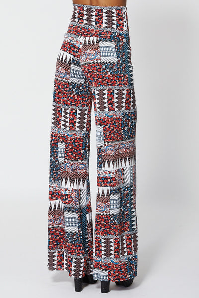 High Waisted Abstract Long Palazzo Trouser