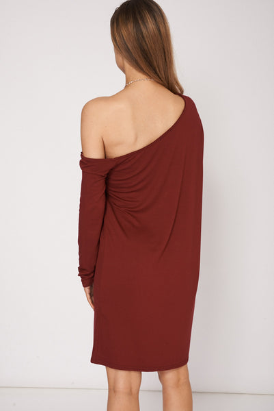 One Off Shoulder Long Sleeves Dress With Necklace Ex-Branded