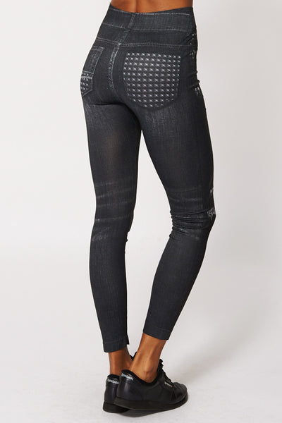 Ripped Jean Detail Black Leggings