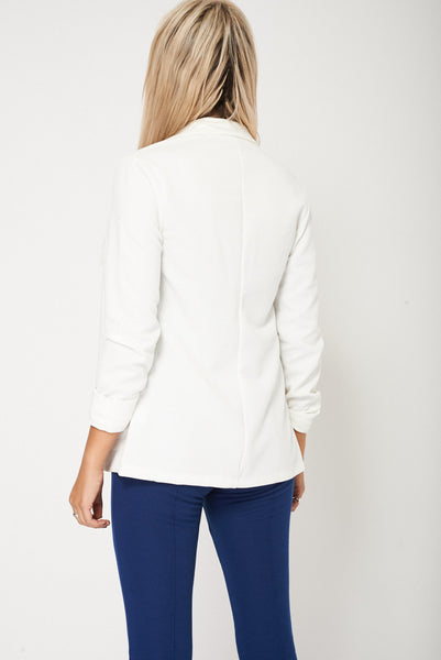 Fashion Blazer With Stylish Collar and Rollable Sleeves Plus Sizes Available