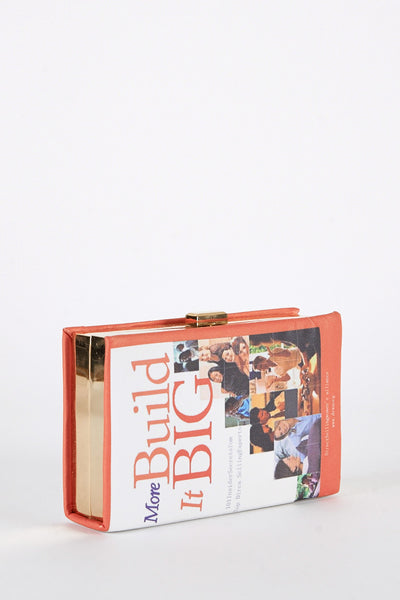 Coral Book Style Hard Case Clutch Bag