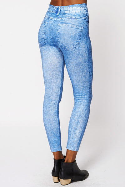 Acid Wash Jean Detail Thermal Leggings