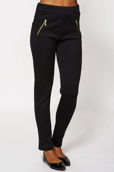 Zip Detail Fleece Jeggings