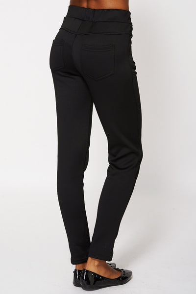 Zip Detail Fleece Jeggings