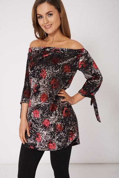 Patterned Soft Touch Bardot Top