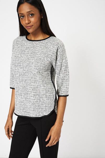 Monochrome Textured Top Ex-Branded