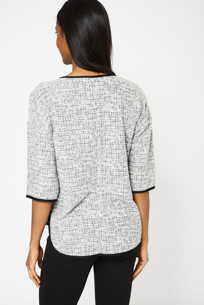 Monochrome Textured Top Ex-Branded