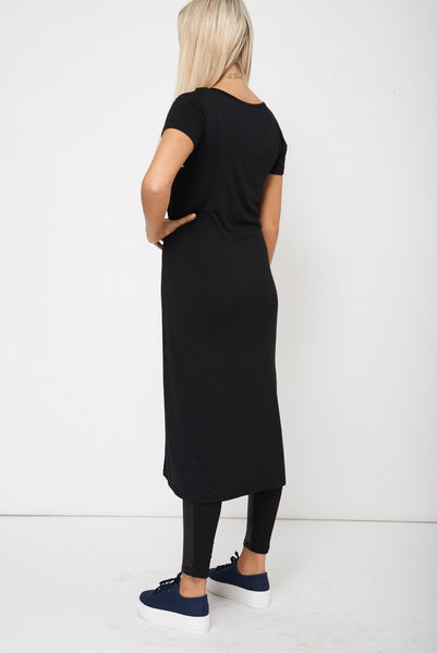 Black Love Longline Slit Front Top