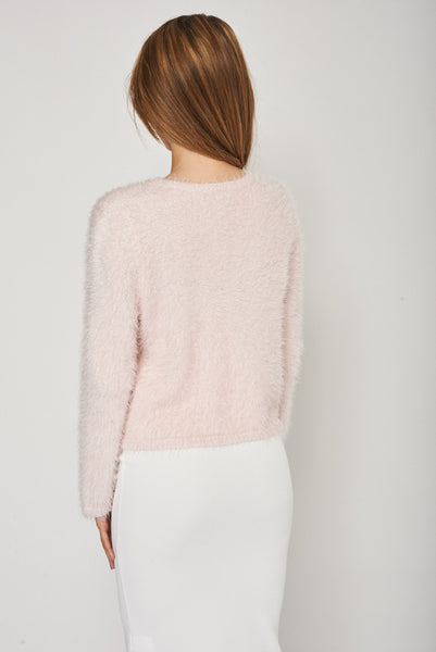 Super Soft Cropped Long Sleeve Pink Fluffy Cardigan Available In Plus Sizes