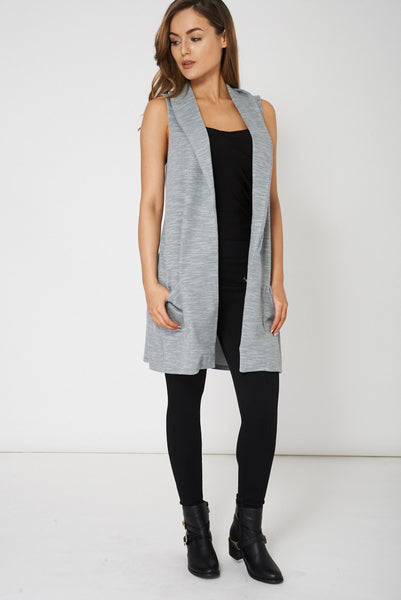 Grey Sleeveless Waistcoat With Front Pockets Ex-Branded Available In Plus Sizes