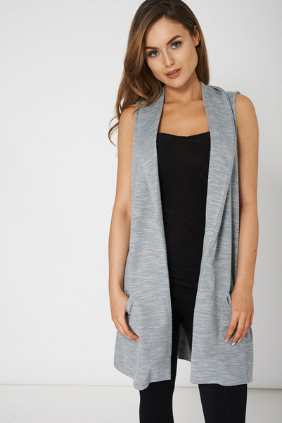 Grey Sleeveless Waistcoat With Front Pockets Ex-Branded Available In Plus Sizes