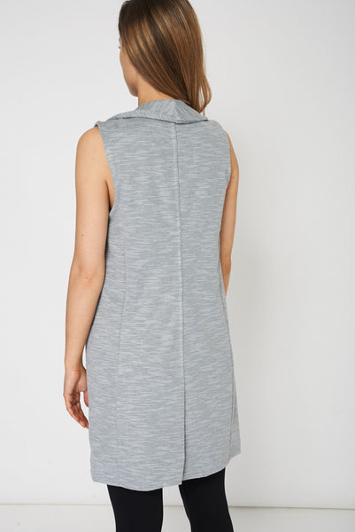 Grey Sleeveless Waistcoat With Front Pockets Ex-Branded Available In Plus Sizes