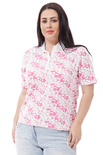 Open Neck Patterned T-Shirt Avilable in Plus Sizes