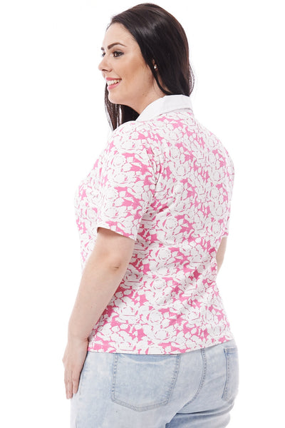 Open Neck Patterned T-Shirt Avilable in Plus Sizes