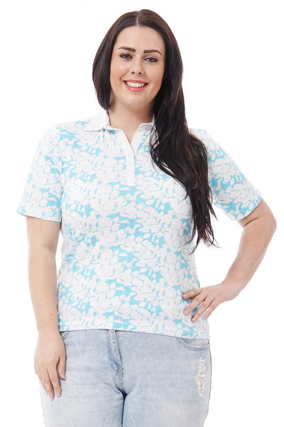 Open Neck Patterned T-Shirt Avilable in Plus Sizes